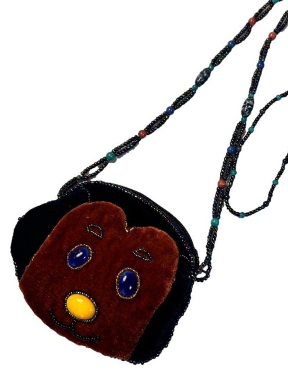 Velvet & Satin Teddy Face Mini Bag Purse